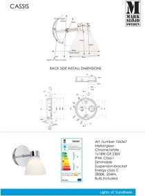 Markslöjd 106367 - Kúpeľňové nástenné svietidlo CASSIS 1xG9/18W/230V IP44