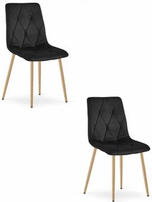 Set dvoch jedálenských stoličiek LIBRA zamatové čierne / drevené nohy (2 ks)