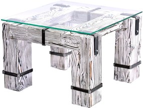 CHYRKA® Konferenčný stolík LD DROHOBYCZ obývací stôl loft vintage bar priemyselný dizajn ručná práca drevo sklo kov
