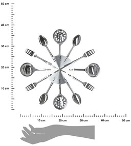 Nástenné hodiny Cutlery, chrómová
