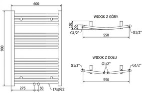 Mexen Ares, elektrické vykurovacie teleso 900 x 600 mm, 300 W, zlatá lesklá, W102-0900-600-2300-50