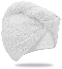 Rýchloschnúci froté turban na vlasy biely, 100% bavlna
