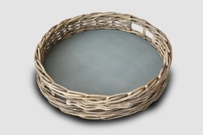 Ratanový podnos okrúhly - sivý, priemer 47 cm