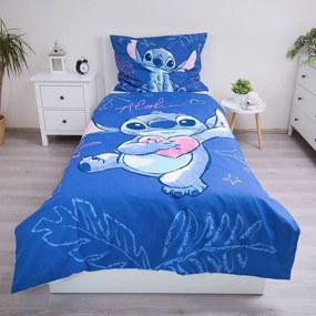 Modré bavlnené detské obliečky na jednolôžko 140x200 cm Lilo &amp; Stitch "Aloha" – Jerry Fabrics