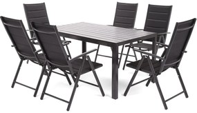 Záhradný jedálenský set 6+1 s polstrovaním BestBerg BBGF-90B / čierny