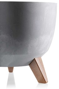 PLASTOVÝ KVETINÁČ ROSA LINEA SADA 2KS 15X24,3 CM+18,3X29,2 CM IMITÁCIA BETÓNU SIVÁ