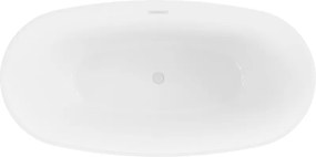 Mexen Eris, voľne stojaca vaňa 155 x 80 cm, biela-čierna, biely prepad, 53441558075-20