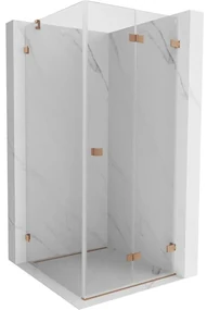 Mexen Lunar-F, skopný sprchový kút pravý 80 x 80 cm, 8mm číre sklo, profil medená matná, 836-080-080-65-00-P
