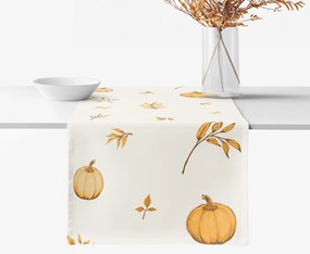 Goldea behúň na stôl 100% bavlnené plátno - jesenné tekvice a lístky 50x120 cm