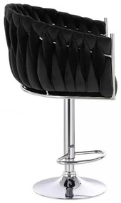 LuxuryForm DESIGN Barová stolička NORDEN VELUR na striebornom tanieri - čierna
