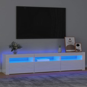 TV skrinka s LED svetlami lesklá biela 180x35x40 cm