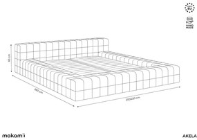 Terakotová čalúnená dvojlôžková posteľ s roštom 160x200 cm Akela – Makamii