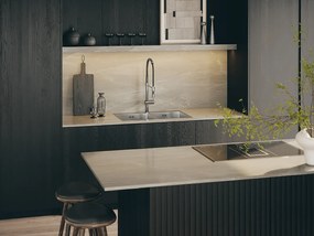 Laveo Marmara, 2-komorový nerezový kuchynský drez 780x480x200 mm, oceľová, LAV-SAM_020T