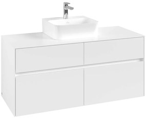 VILLEROY &amp; BOCH Collaro závesná skrinka pod umývadlo na dosku (umývadlo v strede), 4 zásuvky, 1200 x 500 x 548 mm, White Matt, C09700MS