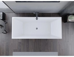 Mexen Lita, voľne stojaca vaňa 170 x 75 cm, biela-čierna, brúsený grafit prepad, 52121707575-95