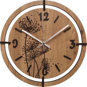 Nástenné hodiny s motívom púpava | LOTI: HDF - Javor 30 cm 4811-115544 HDF0706-ruky-silver