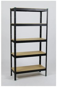 Fistar Regál 1800x900x300 mm lakovaný 5-policový, nosnosť 875 kg - ČIERNY