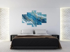 Obraz - Bledomodrý mramor so zlatom II. (150x105 cm)