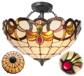 Stropné svietidlo na retiazkach Tiffany vitráž CASIOPEA Ø40 2*E27