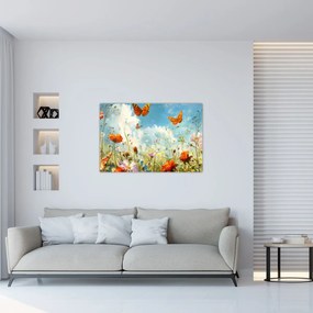 Obraz - Motýle na letnej lúke (90x60 cm)
