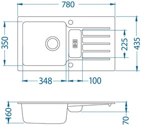 ALVEUS CZ NIAGARA 70 G-91 černá (780x435mm)+ pop- up sifon