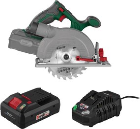Parkside®  Aku ručná kotúčová píla 20 V Phksa 20-Li C4 + Smart akumulátor 20 V/4 Ah + Rýchlonabíjačka akumulátora 20 V/4,5 A  (800013030)