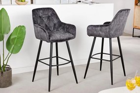 Invicta Interior -  Dizajnová barová stolička MILANO, šedá, zamat