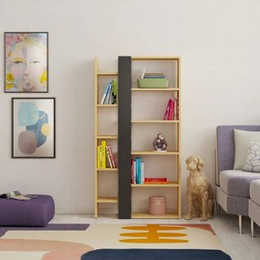 Knižnica v dekore duba v čierno-prírodnej farbe 80x152 cm Axel – Marckeric