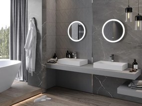 Mexen Oro, okrúhle LED podsvietené kúpeľňové zrkadlo 50 cm, 6000K, vykurovacia podložka proti zahmlievaniu, 9824-050-050-611-00