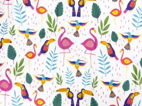 Bavlnené obliečky do postieľky TROPICAL FLAMINGO biele Rozmer obliečky: 45 x 65 cm | 90 x 135 cm