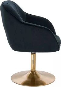 LuxuryForm DESIGN Stolička AVOLA VELUR na zlatom tanieri - čierna