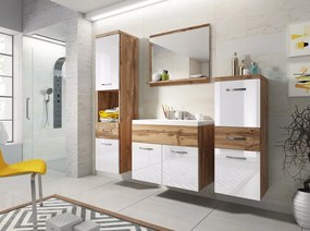 Moderná kúpeľňová súprava Alba 5 - dub wotan / biely lesk