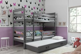 Poschodová posteľ s prístelkou ERIK 3 - 200x90cm Grafitový - Grafitový
