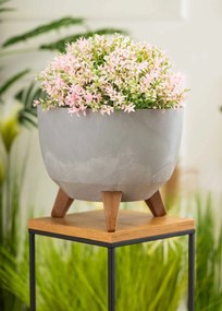 PLASTOVÝ KVETINÁČ ROSA LINEA SADA 2KS 15X24,3 CM+18,3X29,2 CM IMITÁCIA BETÓNU SIVÁ