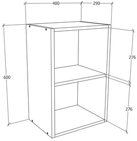 VCM Horná kuchynská skrinka Esilo, 40 cm, antracit