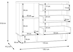 Komoda s zásuvkami VIRO hnedá/béžová