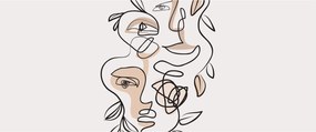 Obraz - Line art tváre (120x50 cm)