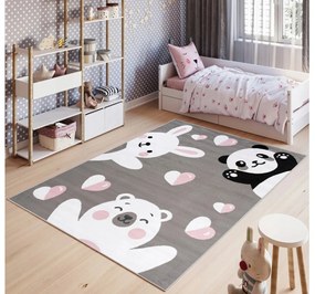 Vulpi Sivý koberec do detskej izby Panda 180x250