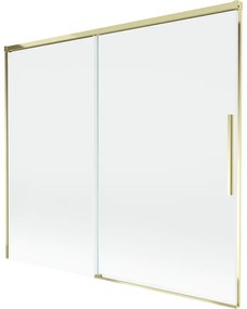 Mexen Rox, 2-krídlová posuvná vaňová zástena 180 x 150 cm, 8mm číre sklo, zlatý lesklý profil, 8C9-180-001-50-00