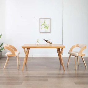 Jedálenské stoličky 2 ks, krémové, ohýbané drevo a umelá koža