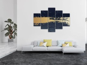Obraz - Modrá a zlatá abstrakcia N⁰2 (150x105 cm)