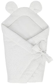 Biela detská zavinovačka z materiálu buklé 35x65 cm – Meowbaby