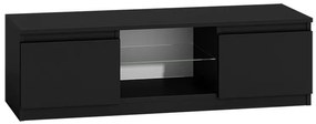 Televízny stolík DELUKO so sklenenou policou 120 cm čierny lesk