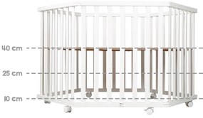 Biela detská ohrádka s nastaviteľnou výškou/na kolieskach – Roba