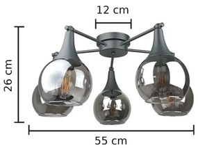 Prisadený luster STAR 5xE27/60W/230V čierna/dymová čierna