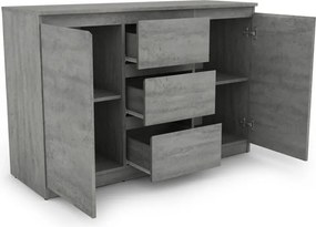 Komoda s 3 zásuvkami Carlos, šedý beton, 120 cm