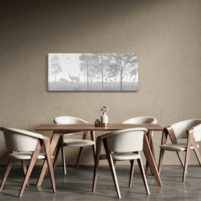 Obraz - Lúka s jeleňami (120x50 cm)