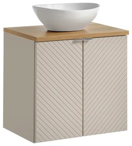 Závěsná skříňka Viva Cashmere Lola II s deskou a umyvadlem 60 cm kašmírová/dub evoke