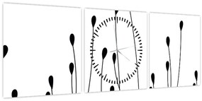Obraz - Grafická lúka N⁰1 (s hodinami) (90x30 cm)
