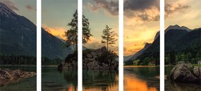 5-dielny obraz horská krajina pri jazere - 200x100